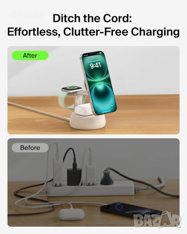 Безжична зарядна станция Belkin UltraCharge Pro 25W, 3-в-1 Qi2.2, снимка 6 - Безжични зарядни - 53379379