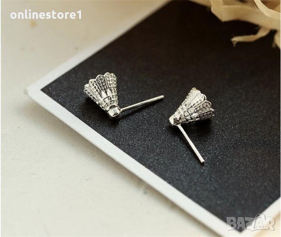 Сребърни обеци 925 - Бадминтон перо Код: BX519, снимка 5 - Обеци - 33800110