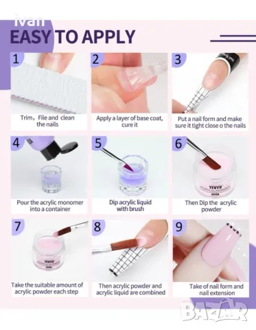 комплект акрил , снимка 6 - Педикюр и маникюр - 50092271