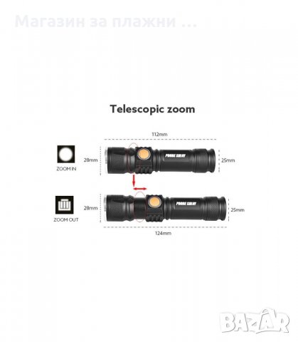 МОЩЕН АКУМУЛАТОРЕН ФЕНЕР С USB ЗАРЕЖДАНЕ - код 515, снимка 5 - Къмпинг осветление - 34062214