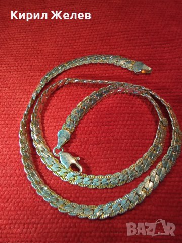 КРАСИВ ЛЕНТОВИДЕН ЛАНЕЦ ЗМИЙСКА ПЛЕТКА с 24 КАРАТОВА БЯЛА ПОЗЛАТА с МАРКИРОВКА за ПОЗЛАТЯВАНЕ 31390