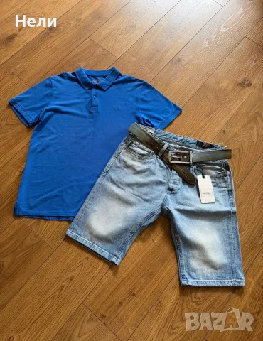 Jack & Jones Мъжки нови къси дънки и тениска, снимка 5 - Къси панталони - 55709566