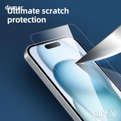NEW'C 3 броя, предназначени за iPhone 15/15 Pro (6,1 инча) Протектор на екрана, закалено стъкло, снимка 6 - Фолия, протектори - 44277516