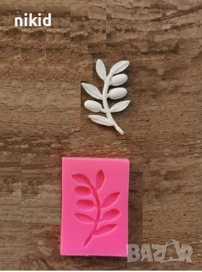 клонче клонка листа и маслини силиконов молд форма декорация украса фондан, снимка 1 - Форми - 36315929
