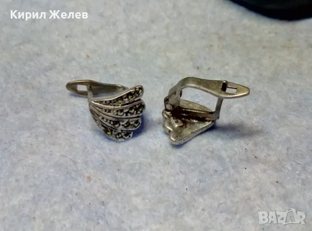 РЕТРО АРТ СТИЛ АНГЛИЙСКИ МАРКАЗИТЕНИ СРЕБЪРНИ ОБЕЦИ СРЕБРО 925 РЪЧНА ИЗРАБОТКА 48205, снимка 9 - Обеци - 49732923
