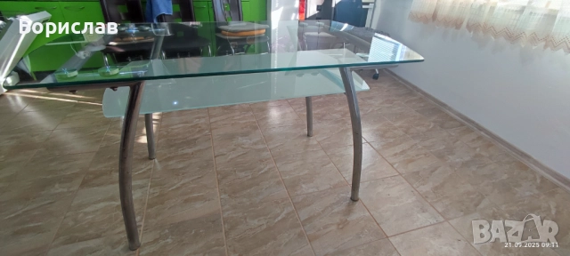 Стъклена трапезна маса на две нива., снимка 7 - Маси - 51790239
