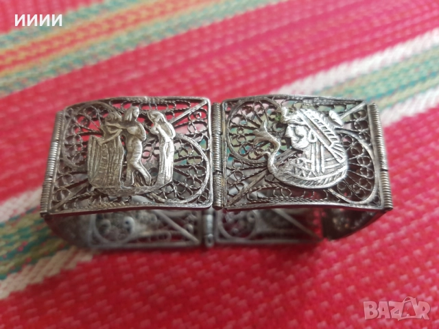 Сребърна гривна филигран 4, снимка 2 - Антикварни и старинни предмети - 52840366