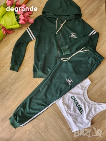 Дамски комплект от 3 части Chanel цвят зелен , снимка 2 - Комплекти - 51869421
