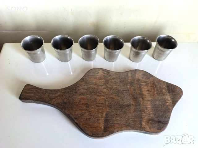 Комплект Стари Немски Калаени Чашки За Шот, снимка 6 - Антикварни и старинни предмети - 52125042