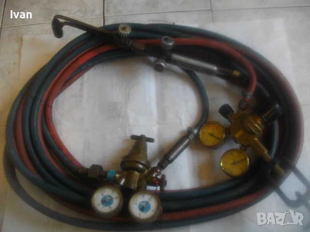 ОКСИЖЕН НЕМСКИ СТАРО КАЧЕСТВО РЕЗАК 47см SIRIUS МАРУЧИ 2Х10м ОРИГИНАЛНИ Ф11мм РЕДУЦИР ВЕНТИЛИ 2бр. , снимка 2 - Други инструменти - 51075815