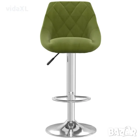 vidaXL Бар табуретки, 2 бр, светлозелени, кадифе, снимка 4 - Столове - 56147132