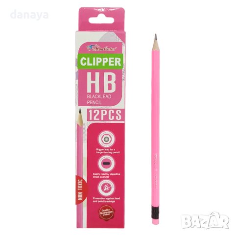 2385 Комплект графитни моливи HB с гума, 12 броя в кутия, снимка 5 - Ученически пособия, канцеларски материали - 34030542