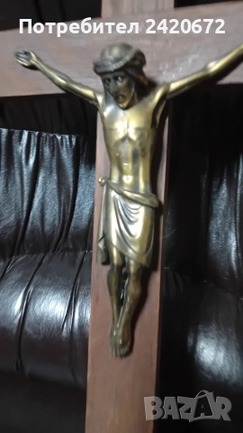 дървен кръст с разпятие., снимка 3 - Антикварни и старинни предмети - 53703601