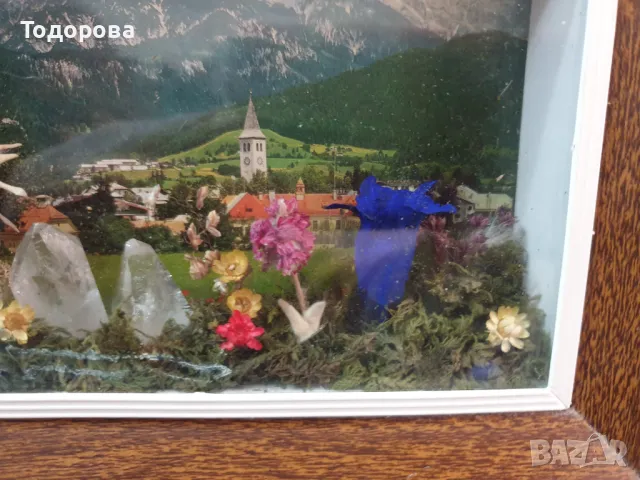 Хербаризирани цветя и кристали в рамка под стъкло  от Астрийските Алпи -Floralp Tyrol , снимка 4 - Декорация за дома - 49150521