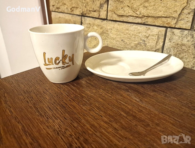 Керамична чаша с подложка „Lucky“