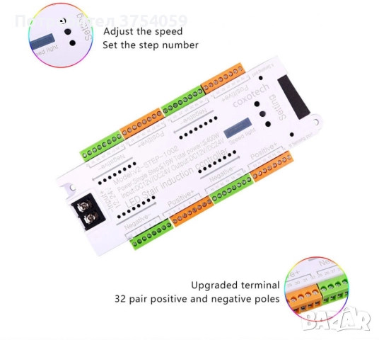 Интелигентен LED контролер със сензор за движение за стълби, 32 канала, 12/24V, снимка 2 - Друга електроника - 52363766