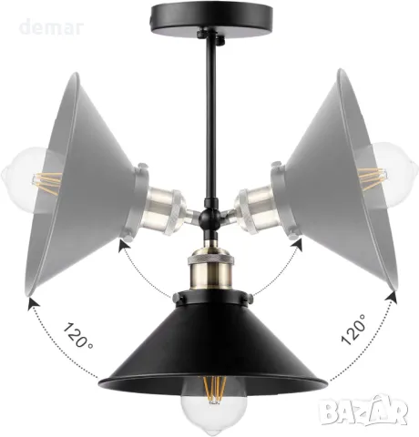 LABOREDUCER Комплект от 2 LED стенни лампи с батерии, черни, с дистанционно, безжични, индустриални, снимка 2 - Лампи за стена - 49861421