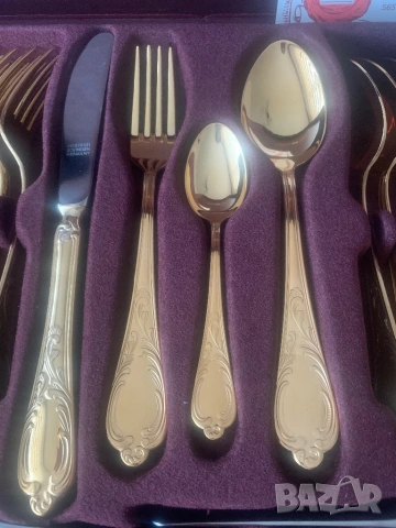 Луксозен комплект прибори за 12 човека* 23/24 карата твърдо златно покритие* 70 броя , снимка 3 - Прибори за хранене, готвене и сервиране - 53259901