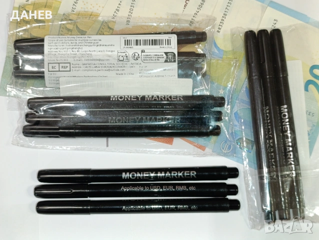 Маркер за проверка на фалшиви банкноти - евро, долари, лева и други.