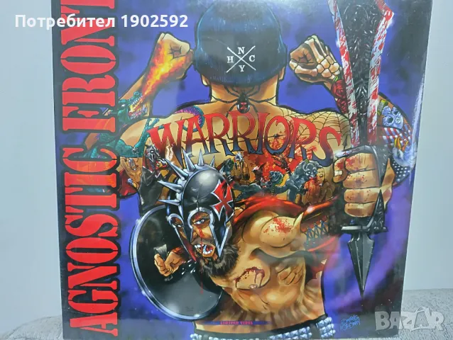  Agnostic Front ‎– Warriors Red Blue Black Splatter