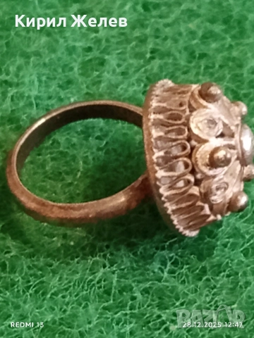 Възрожденски Болярски сребърен пръстен филигранна изработка 21700, снимка 4 - Пръстени - 52918792