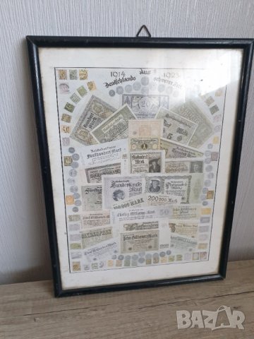 Стар колаж на немските марки от голямата инфлация 1914-1923г, снимка 2 - Нумизматика и бонистика - 39687775