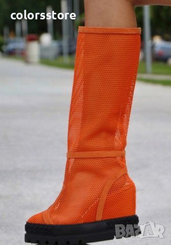 Летни ботуши - оранжеви с черно ходило - BL650, снимка 2 - Дамски ботуши - 31628806