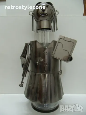 № 7716 поставка / стойка за бутилка - метална фигура , снимка 2 - Други ценни предмети - 47499749