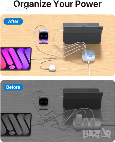 SOOPII USB станция за зареждане, 6-портов USB хъб за зареждане с LCD дисплей, снимка 5 - Друга електроника - 44924310
