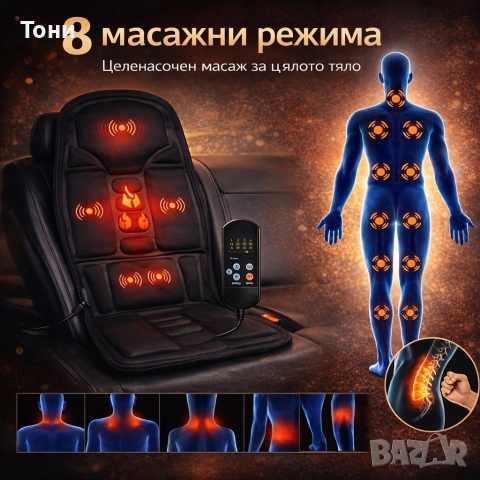 Масажна седалка с подгряване – комфорт и облекчение за тяло, което е уморено от седене, снимка 5 - Масажори - 53221935