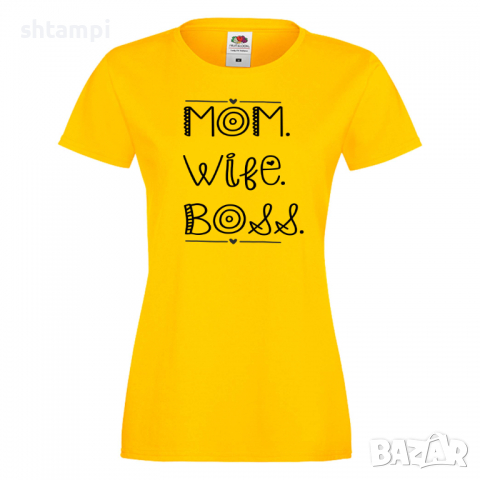 Дамска тениска Mom Wife Boss,Празник на Майката,Подарък,Изненада,Рожден Ден, снимка 7 - Тениски - 36297250