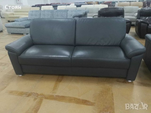 Нови Сиви кожени дивани "ТОТО" - тройка и двойка, снимка 4 - Дивани и мека мебел - 39393514