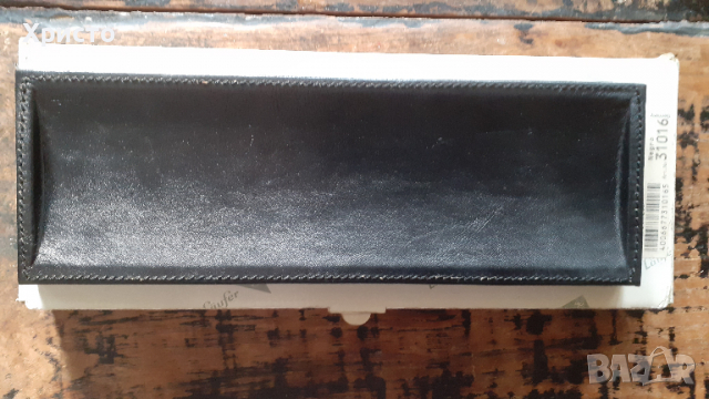 поставка за химикалка за бюро Лауфер Läufer Германия естествена кожа, цвят черен, ръчна изработка