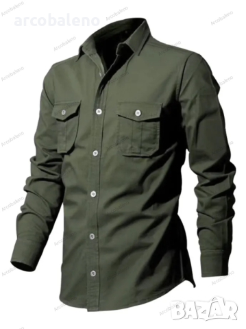 Нова мъжка горна риза с много джобове и дълги ръкави, 5цвята , снимка 6 - Ризи - 44840632