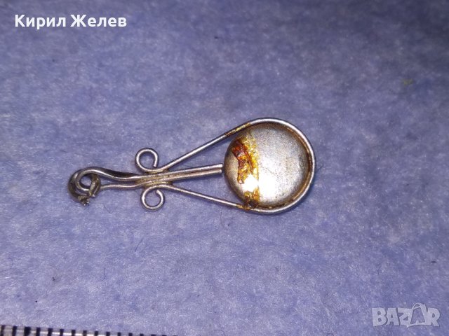 СТАР СРЕБЪРЕН ПЕНДАНТ ВИСОКА ПРОБА СРЕБРО РЪЧНА АЖУРНА РАБОТА с ШЛИФОВАН ПОЛУСКЪПОЦЕНЕН КАМЪК 38606, снимка 9 - Антикварни и старинни предмети - 41638437
