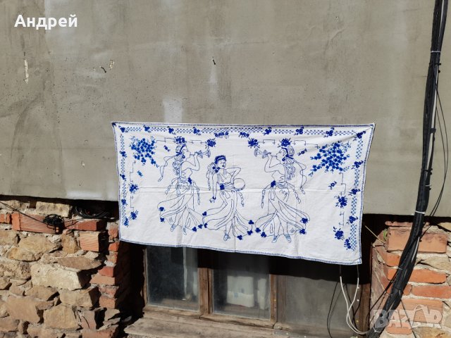 Старинен бродиран ковьор,покривка за стена #204