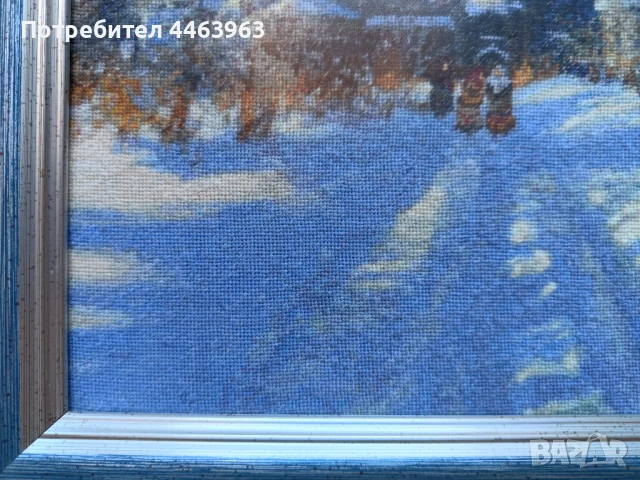 гоблен ,,Утрото след Коледа", 32/22 см, снимка 9 - Гоблени - 51278802