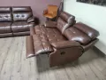 Кафяв кожен комплект дивани две двойки La-z-boy, снимка 3