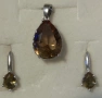 Сребърен комплект обици и медальон със Султанит , снимка 1