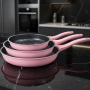 Комплект тигани Cheffinger розово с мраморно покритие – 3 части за всяка кухня - розов цвят, снимка 2