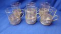 Руски тънкостенни стъклени топлоустойчиви чаши и подстакани за чай 
