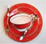 Червени чаши за чай и кафе от костен порцелан използваем в миялна машина, снимка 10