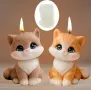 3D голямо усмихнато коте котка силиконов молд форма свещи гипс сапун смола фондан декорация торта , снимка 2