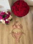 Нов телесно розов бански костюм сет от две части S размер 