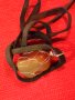 КРАСИВ ВИНТИДЖ - АРТ МЕДАЛЬОН НАТУРАЛЕН КАМЪК КАРНЕОЛ с ШНУРЧЕ от ВЕЛУР 21231, снимка 2
