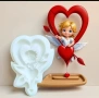 Момче със стрела сърце Купидон Свети Валентин силиконов молд форма фондан декор украса гипс, снимка 1