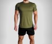 Мъжки спортни тениски за фитнес и тичане от лека материя - армейско зелено, снимка 3