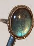 Стар английски сребърен пръстен с естествен камък , снимка 1