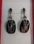Сребърни обеци с оникс и марказитом, снимка 1