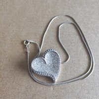 Сребърен синджир с висулка сърце (183), снимка 9 - Колиета, медальони, синджири - 42376368